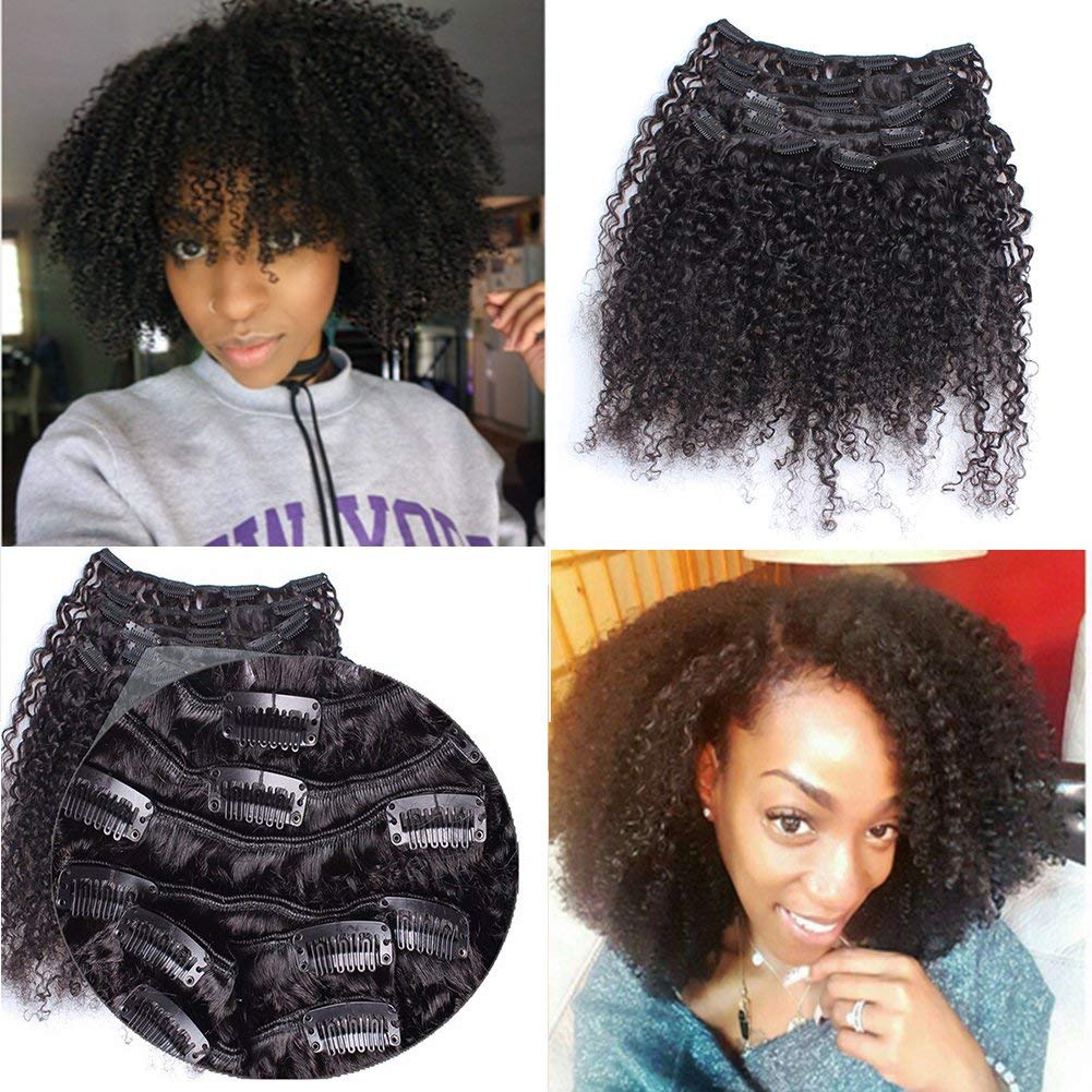 Amazon Com Kinkys Curly Clip In Hair Extensions Human Hair 3b 3c