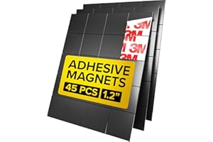 X-BET MAGNET Hyper-Sticky Magnets with Adhesive Backing - 45pcs 1.2x0.08" Strong Magnetic Squares for Whiteboard Fridge - Easy-to-Cut Stickers for Planning and Organization - Teacher Must Have - Teacher Supplies