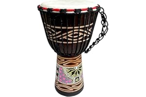 JIVE BRAND Djembe Bongo Congo African Mahogany Wood Drum With Heavy Base Goat Skin Head - Professional Quality 16" High - NOT MADE IN CHINA