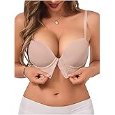 SweatyRocks Women's Front Closure Bandeau Bra Strapless Push Up Underwire Bras
