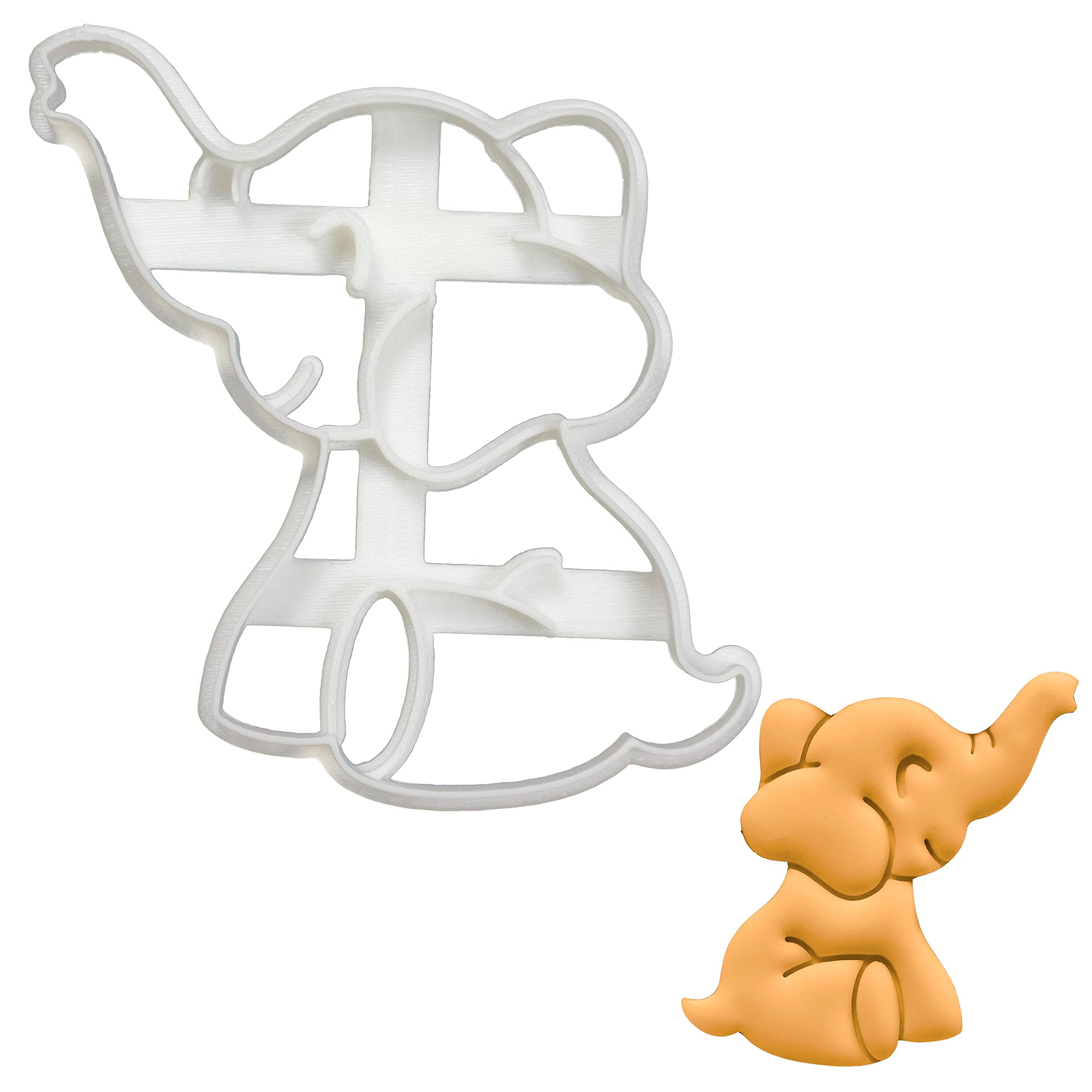 BAKERLOGY Baby Elephant Cookie Cutter - Detailed Biscuit Cutter Design for Baking and Crafts, Ideal on Fondant, Dough, Clay