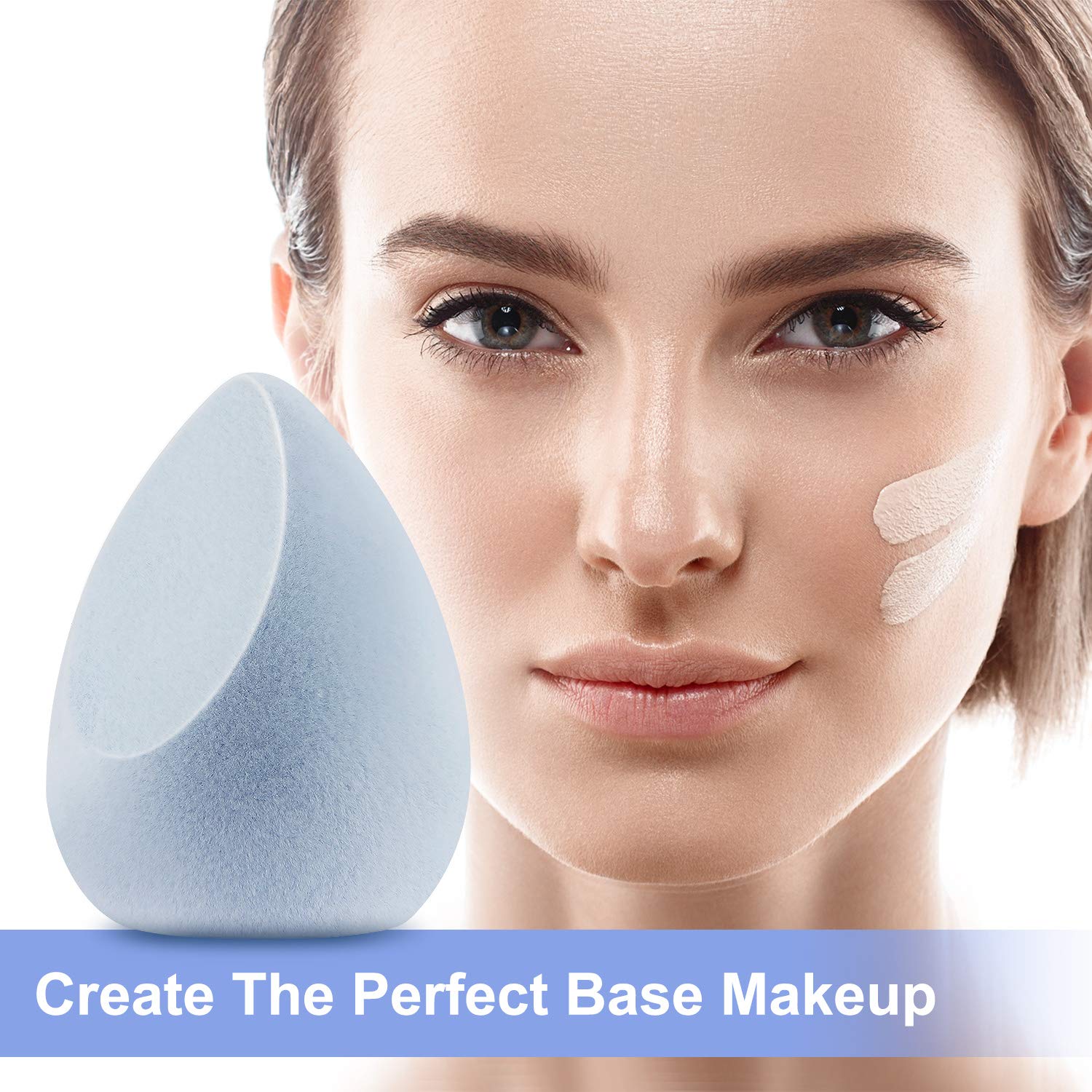 8 Pieces Microfiber Velvet Blue Sponge Makeup Beauty Sponge Foundation Latex-Free Sponge Flawless Makeup Blender with Storage Bottle for Liquid Cream and Powder : Beauty