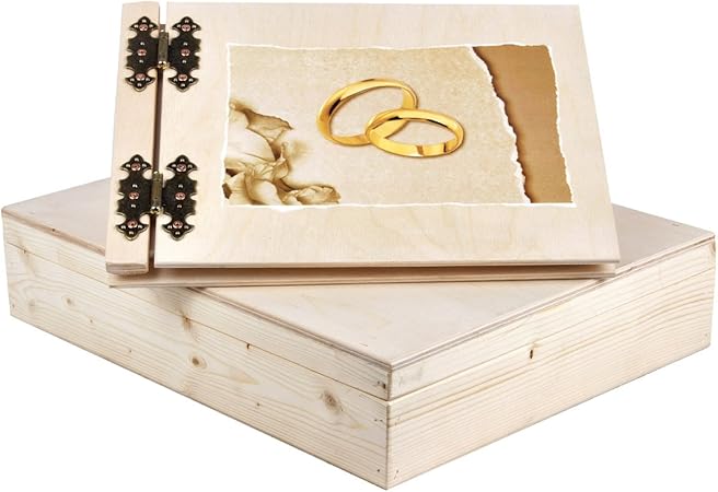 25 hojas luz de madera álbum de fotos para boda con una caja de regalo: Amazon.es: Hogar