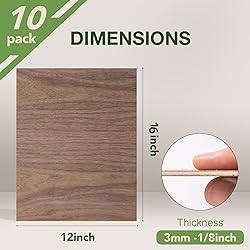 Rowood 10 Pack Walnut Plywood 1/8,12x16x1/8inch,3mm