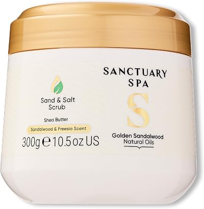 Sanctuary Spa Golden Sandalwood Sand and Salt Scrub 300g 92% Natural