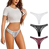Sumxcosy Women's Lace Thong Underwear Sexy Floral Lace Panties Mesh Comfortable Stretch T-Back Underwear for Women