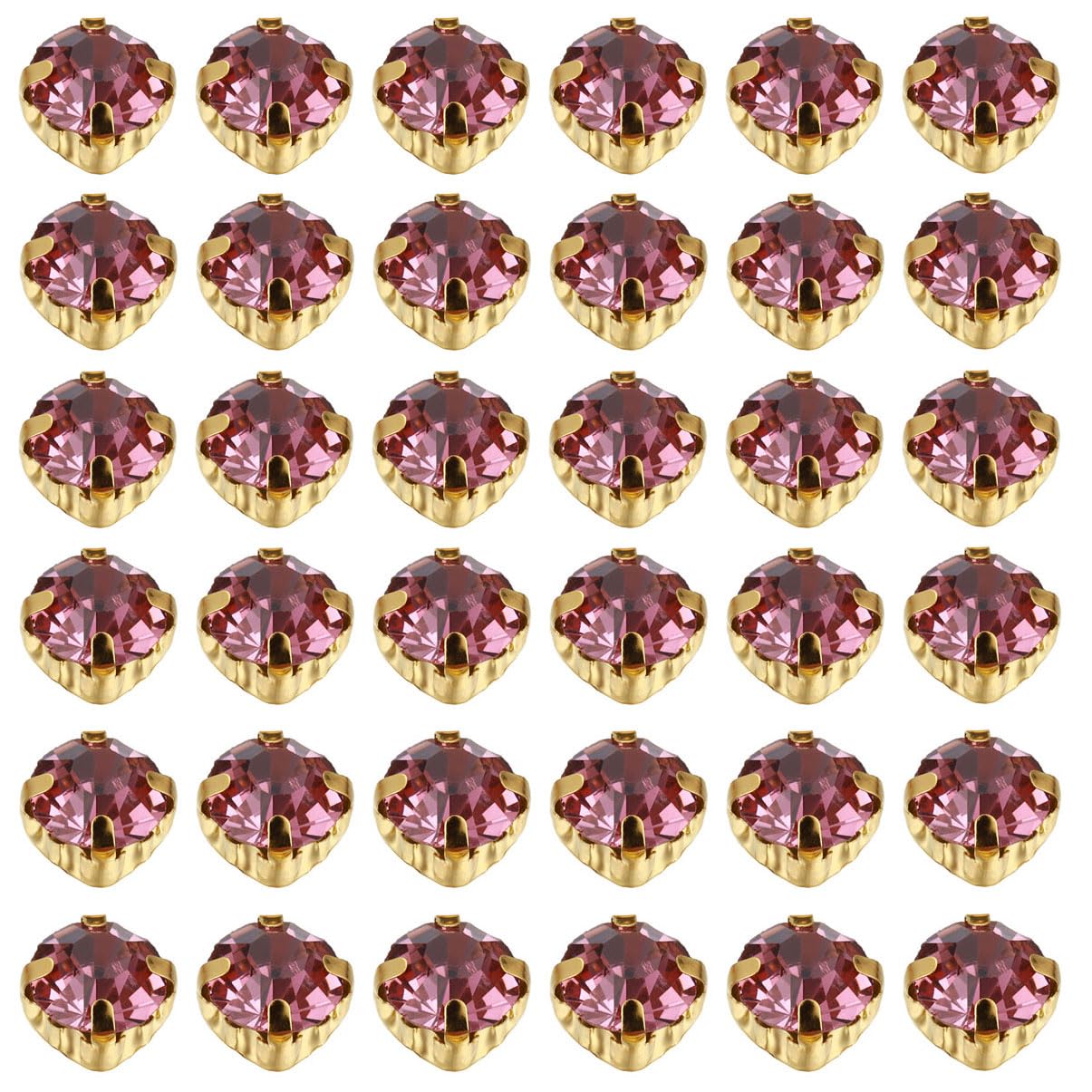Photo 1 of 100pcs Gold Claw Sew On Rhinestones Flatback Crystal Glass Gems Crafts Sewing for Needlework Clothes Dress Bag Shoes Accessories(Light Purple-6mm)