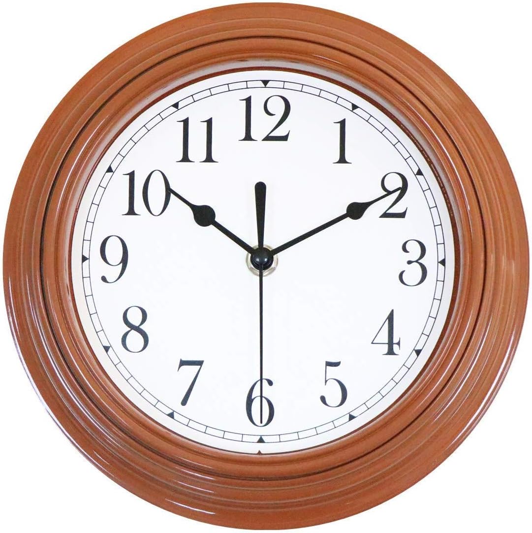 Foxtop Kitchen Wall Clock Silent Non-Ticking Quartz Decorative Easy to Read Clock for Kitchen Home (23cm, Brown)