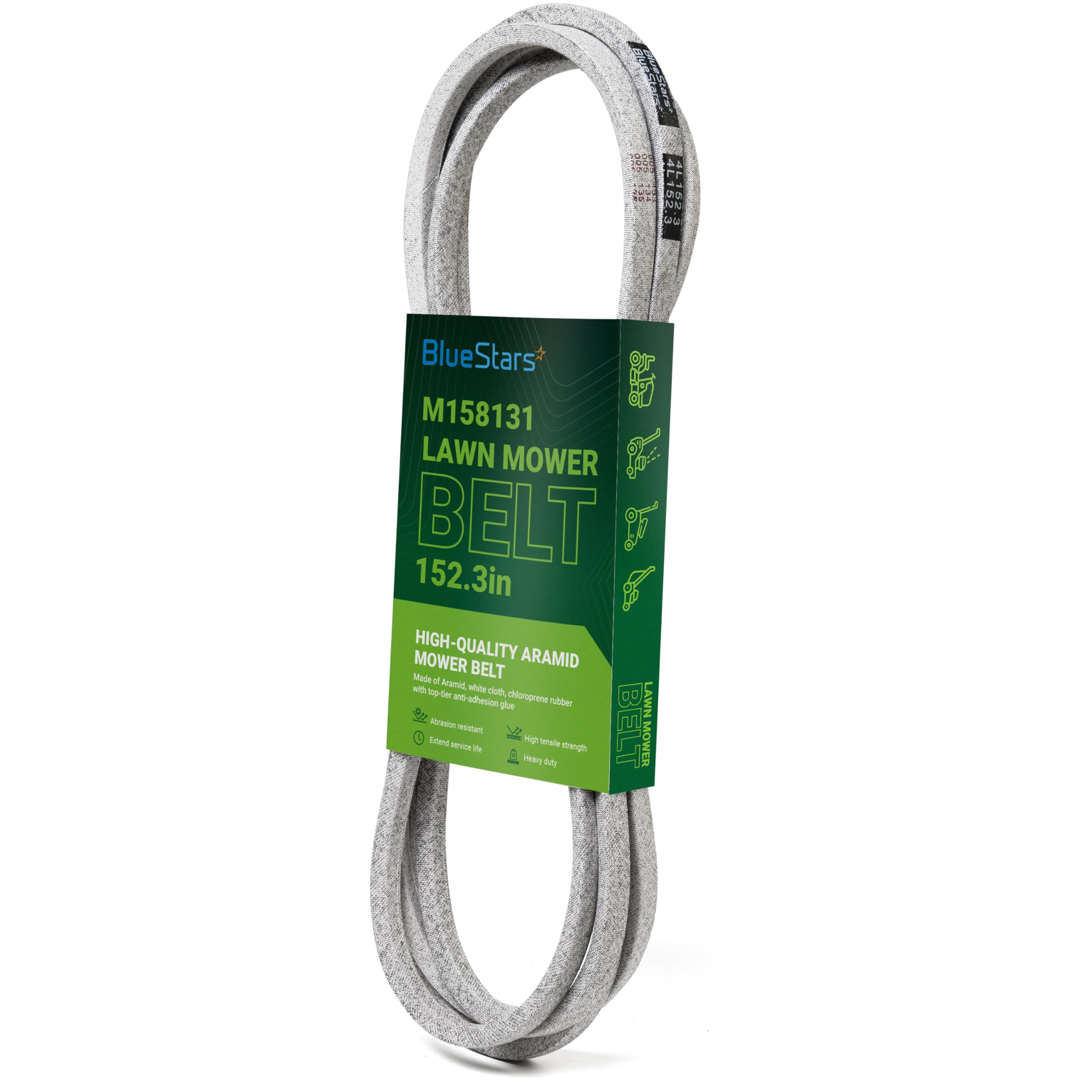 Photo 1 of BlueStars M154296 M158131 Mower Deck Belt - Compatible with 48” and 54” Decks John Deere Z425 Z435 Z445 EZtrak Zero-Turn Mowers | Aramid Cord | 152.3" x 0.5"