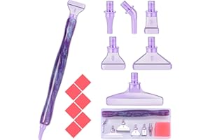 SNEWVIE Diamond Painting Pen Accessories Tools Set,1PCS Glitter Diamond Art Pen and 6Pcs Purple Metal Screw Thread Multi Placer Tips,Resin Diamond Painting Drill Pens for DIY Diamond Art