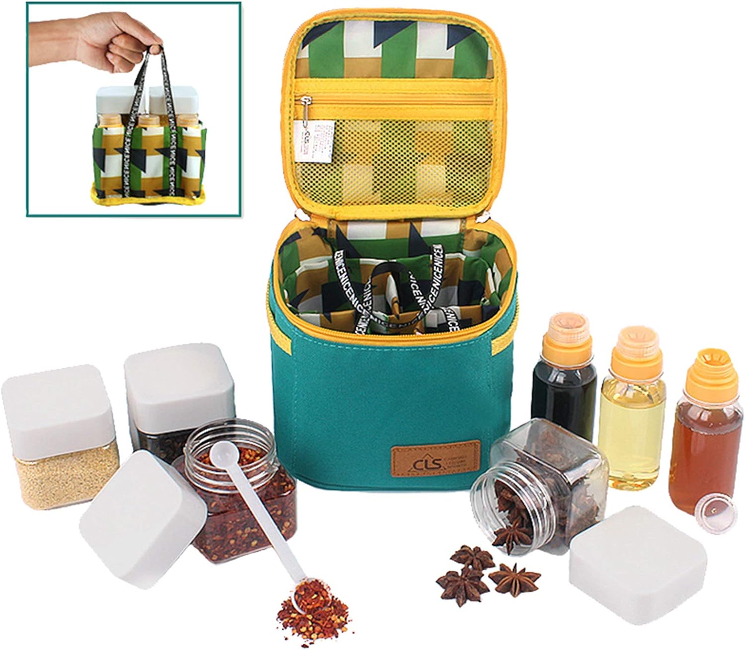 Outdoors Camping Portable SpiceJars Organizer Containers Set With