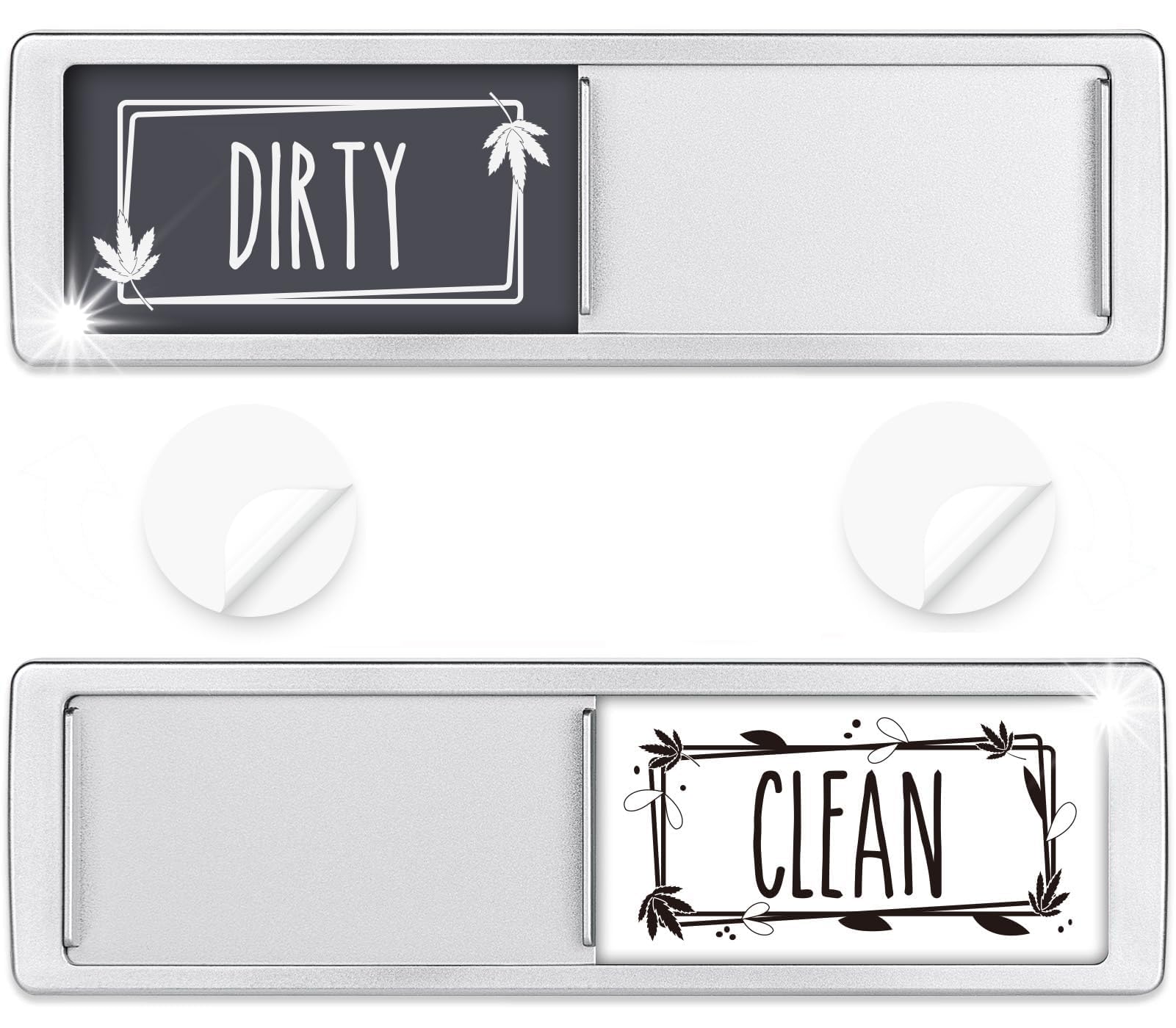 Photo 1 of Dishwasher Magnet Clean Dirty Sign Shutter Only Changes When You Push It Non-Scratching Strong Magnet or Adhesive Options Indicator Tells Whether Dishes are Clean or Dirty (Gray/White)