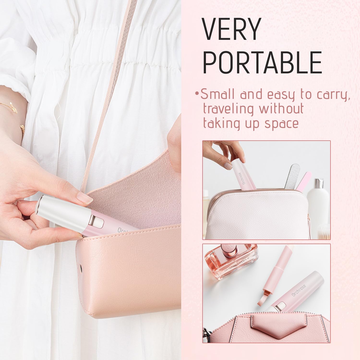 Orchrose Rechargeable Facial Hair Remover for Women: 2-in-1 Device for Shaping Eyebrows and Removing Face Peach Fuzz (Gradient Pink)