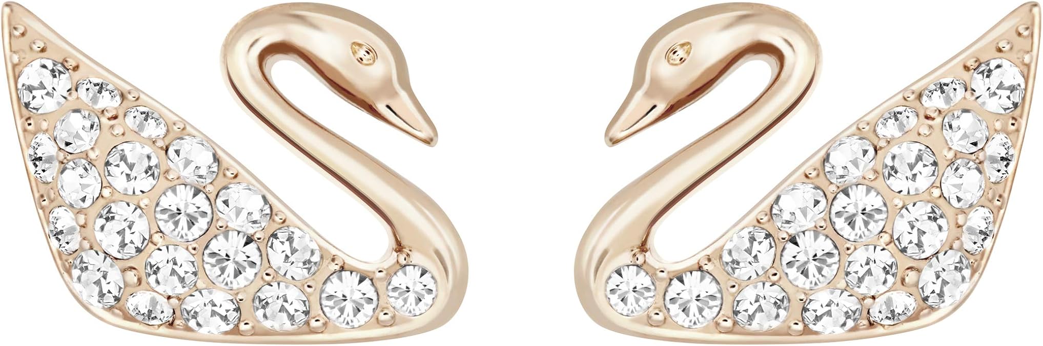 Swarovski Swan Pierced Stud Earrings for Women, Brilliant White