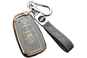 Cacacar 2019-2024 for Toyota Camry RAV4 Key Fob Cover with Keychain,for Highlander Avalon GT86 Key Fob Case Premium Soft TPU 360 Degree Protector Holder (B-Gray)