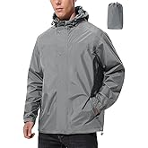 UIQUR Mens Lightweight Rain Jacket Waterproof Windbreaker Packable Rain Coat with Hood for Golf Running Hiking Travel