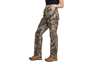 Realtree Camo Cargo Women's Pants- Pockets Lightweight Cotton Ripstop Zip-Off Pants for Hunting Hiking Camping Casual Wear