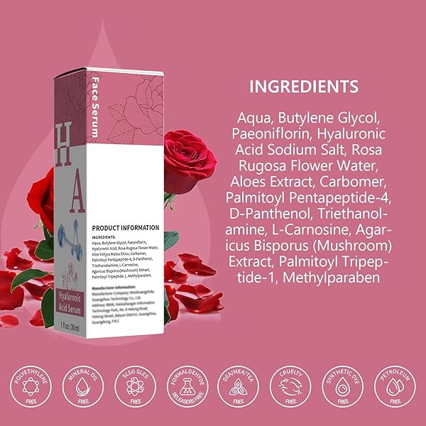 ABOTE ROSE FACIAL SERUM WITH 2.3% HYALURONIC ACID SERUM FOR FACE PLUMP SKIN MOISTURIZING MOISTURIZE SMOOTHES WRINKLES (3 PACK 1FL.OZ|30ML EACH)