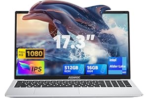 ACEMAGIC 2024 Newest Laptop,17.3-Inch FHD Display Laptop with Intel Quad Core-12th Alder Lake N97(Up to 3.6GHz), 16GB RAM 512GB ROM Business Laptop Computer, 6000Mah Battery,Silver