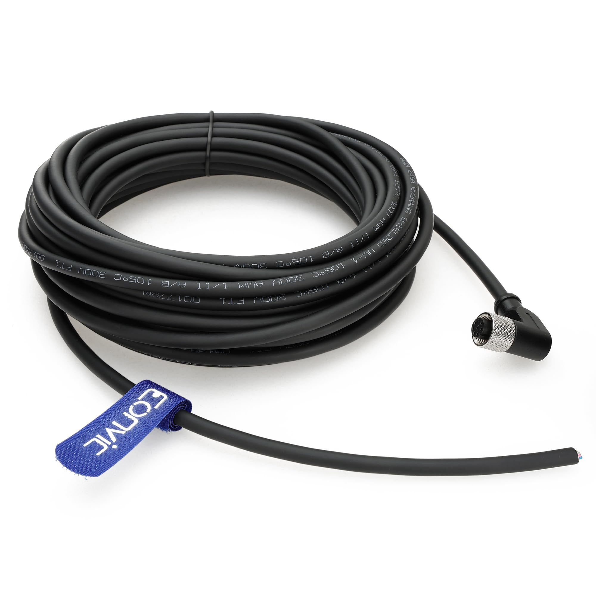 Eonvic M12 Right Angle 8 Pin A Code Female Industrial Sensor Connector Aviation Cable Socket Shielded Waterproof Electrical Cable 5M — image 1