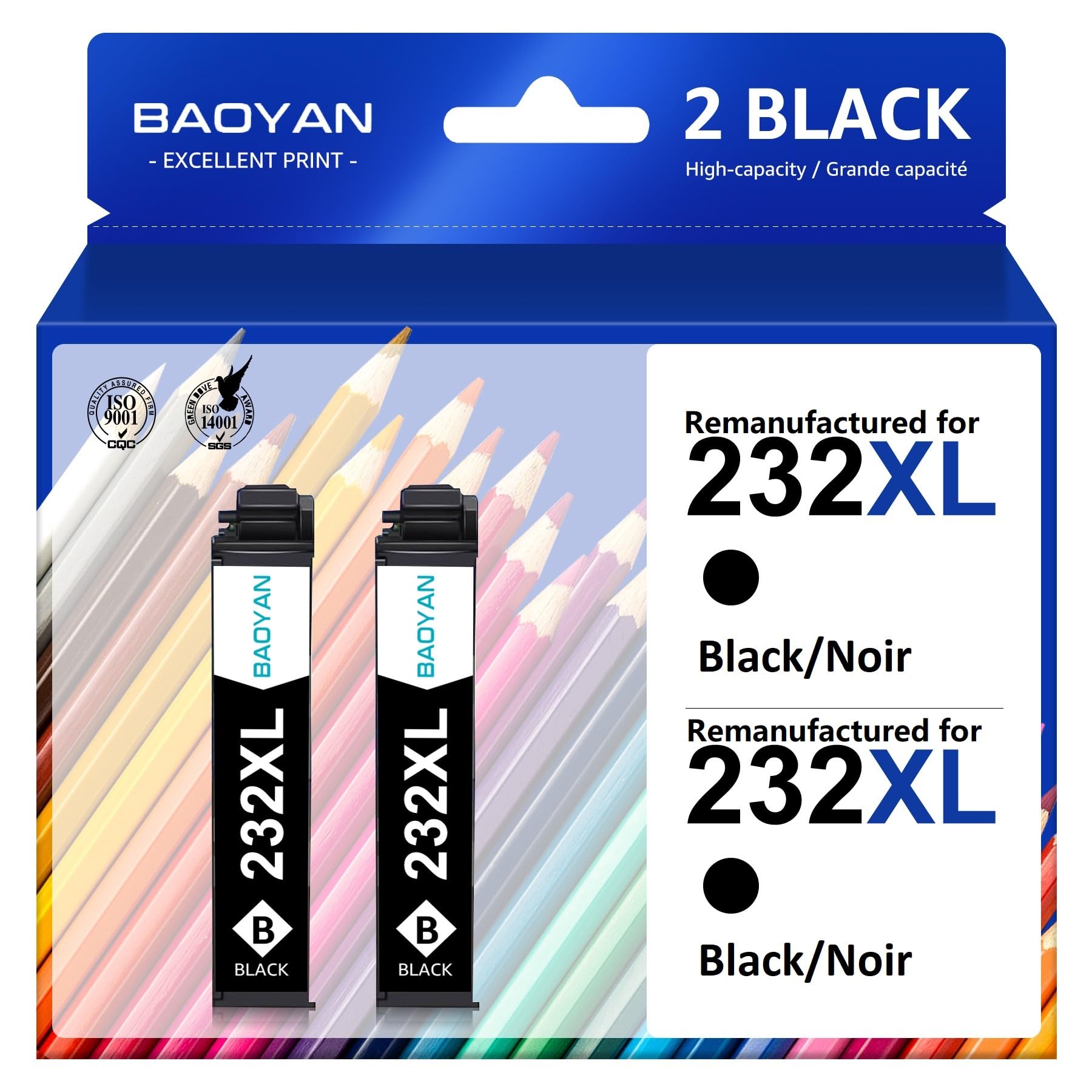 Photo 1 of 232XL T232 Ink Cartridges 2 Black Remanufactured for Epson 232XL Ink Cartridges Combo Pack for Expression Home XP-4200 XP-4205 Workforce WF-2930 WF-2950 XP4200 WF2950 (2 Black)