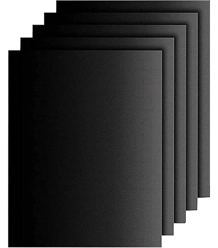 Nivofu Lot de 5 tapis de barbecue antiadhésifs réutilisables en téflon pour barbecue électrique, gaz, charbon de bois, noir, 40 x 33 cm