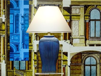 Tischleuchte Lampe Nobile blu aus Keramik blau| Tischlampe E27 | Handgefertigt in Italien | Exklusive Leuchte mit 24 Karat Go