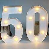 H:7.88 inches Light Up Numbers 50 Sign for Wedding Anniversary, 50th Birthday Party Decorations for Women, 50th Birthday Centerpieces Table Decorations for Men