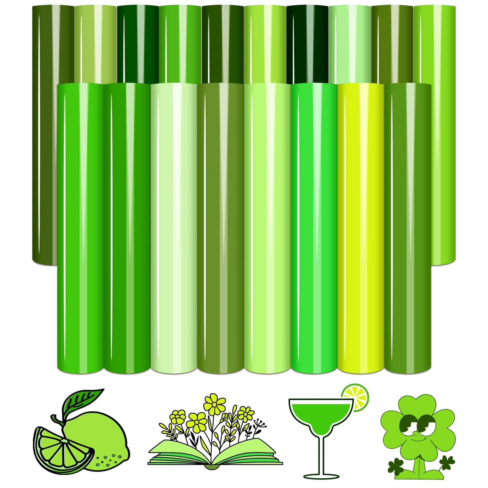 Grünes HTV Transferfolie - 18 Blätter Für T-Shirts & Textilien