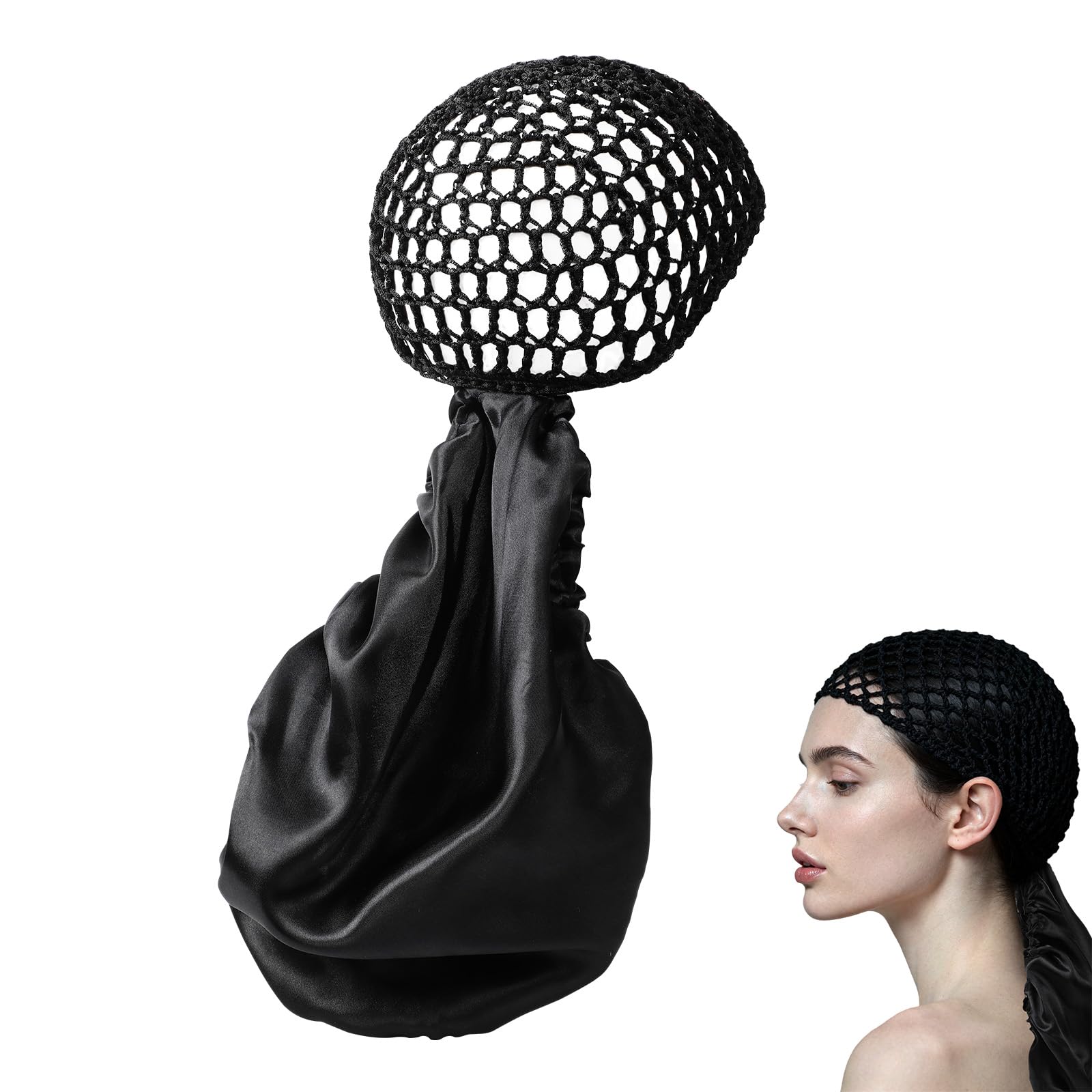 Photo 1 of 2 In1 Wrap Cap Bonnet Reversible, Wrap Cap Bonnet Reversible Adjustable, Adjustable Tie Band, Double Layered Nettie Band for Curly Natural and Braided Hair