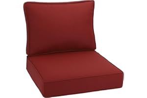 HERMOCE Outdoor Deep Seating Cushion Set, 24" x 24", Waterproof & Fade Resistant Patio Furniture Cushions with Handle, Deep Seat and Back Cushion for Chair and Sofa (1, Red)
