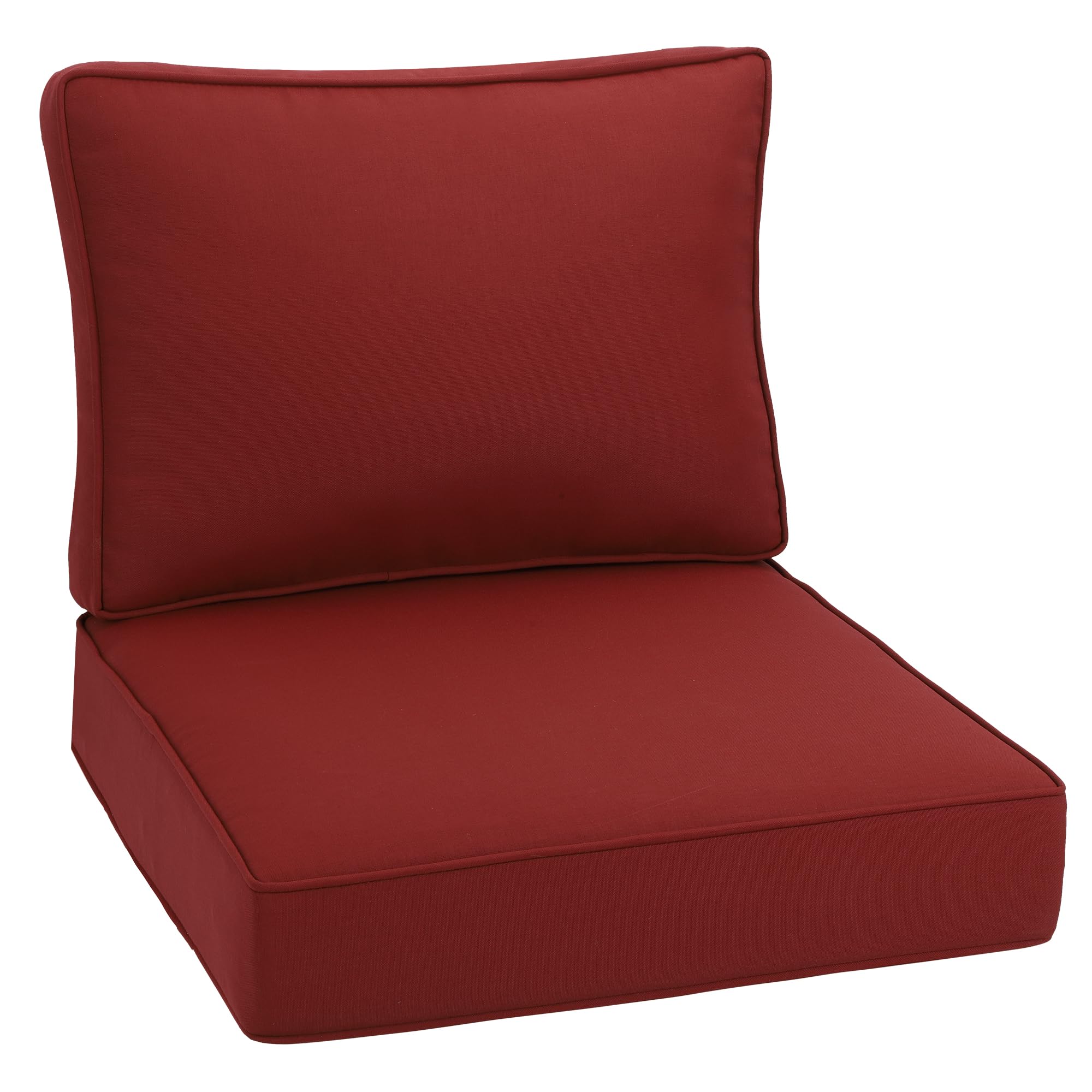 Photo 1 of ****4 cushions, two large and one small, and 5 red covers for the cushions*****HERMOCE Outdoor Deep Seating Cushion Set Waterproof & Fade Resistant Patio Furniture Cushions with Handle, (Red)