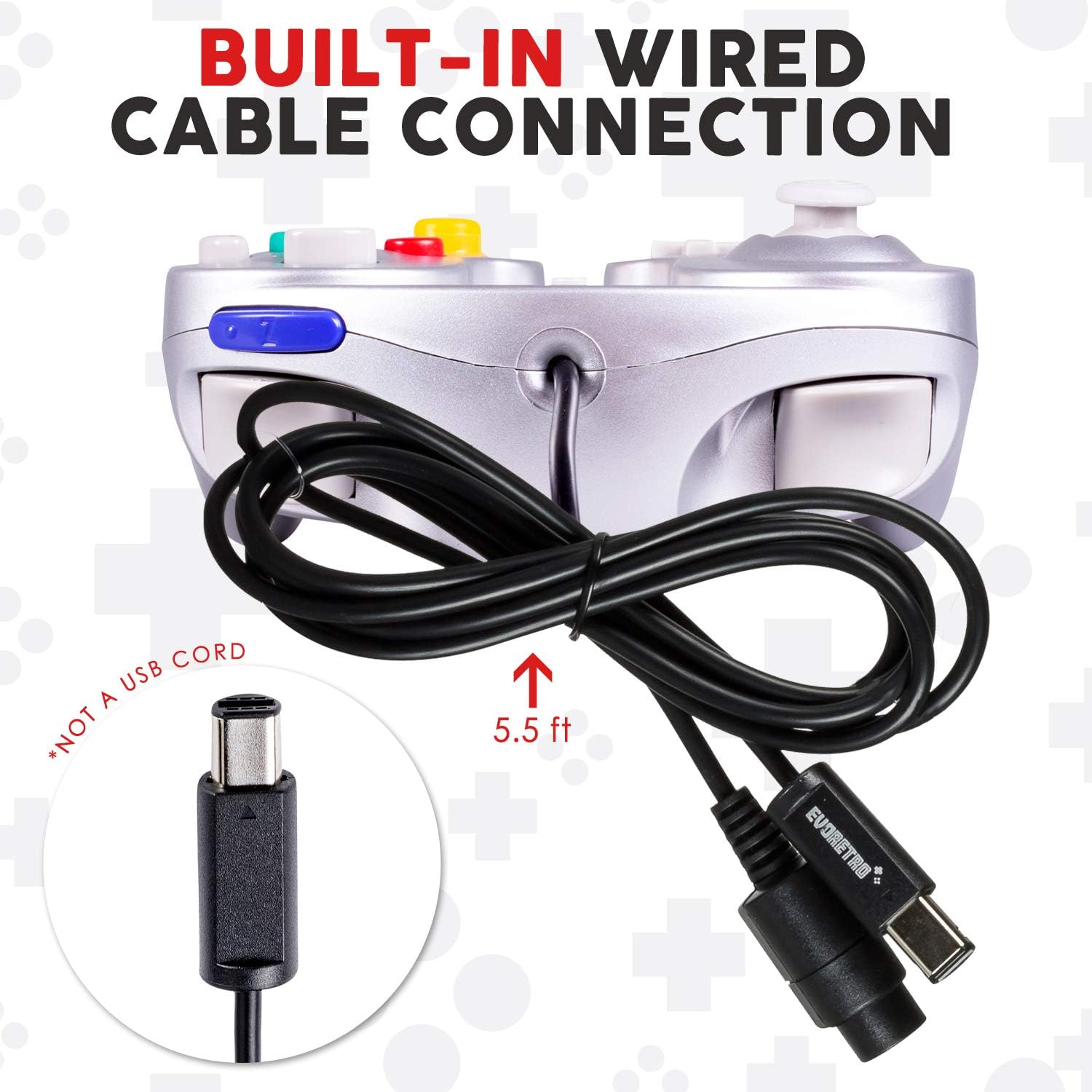 4 Pack Gamecube Controller Bundle - with 4 Extension Cords and a 4-Port Adapter for/Switch/PC by EVORETRO: Electronics