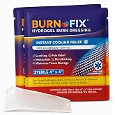 BurnFix&reg; Burn Gel Dressing, 2 Pack, Sterile 4x4 Hydrogel Burn Pads | Non stick cooling pads with tea tree oil for minor burns, sunburn and scalds, gentle on skin, safe for kids