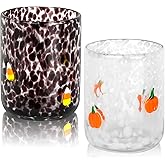 PRERUICHI 2 Pcs Halloween Icon Juice Glasses, 14oz Icon Stemless Drinking Glasses Set, Ideal for Gift & Halloween Party Drinkware (Pumpkin & Candy Corn)