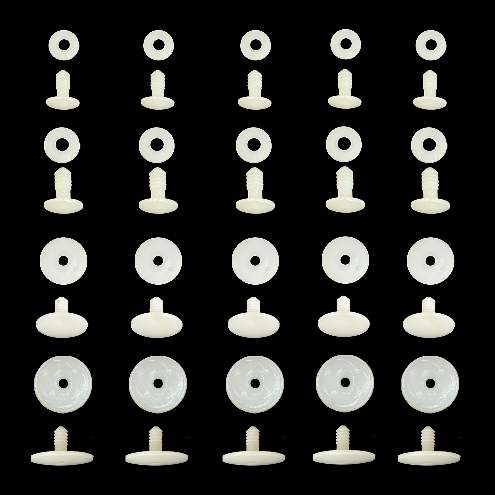 Photo 1 of 40 Set Plastic Doll Joints, White Animal Body Joints for Dolls Bear Making Limbs DIY Crafts (4 Size)