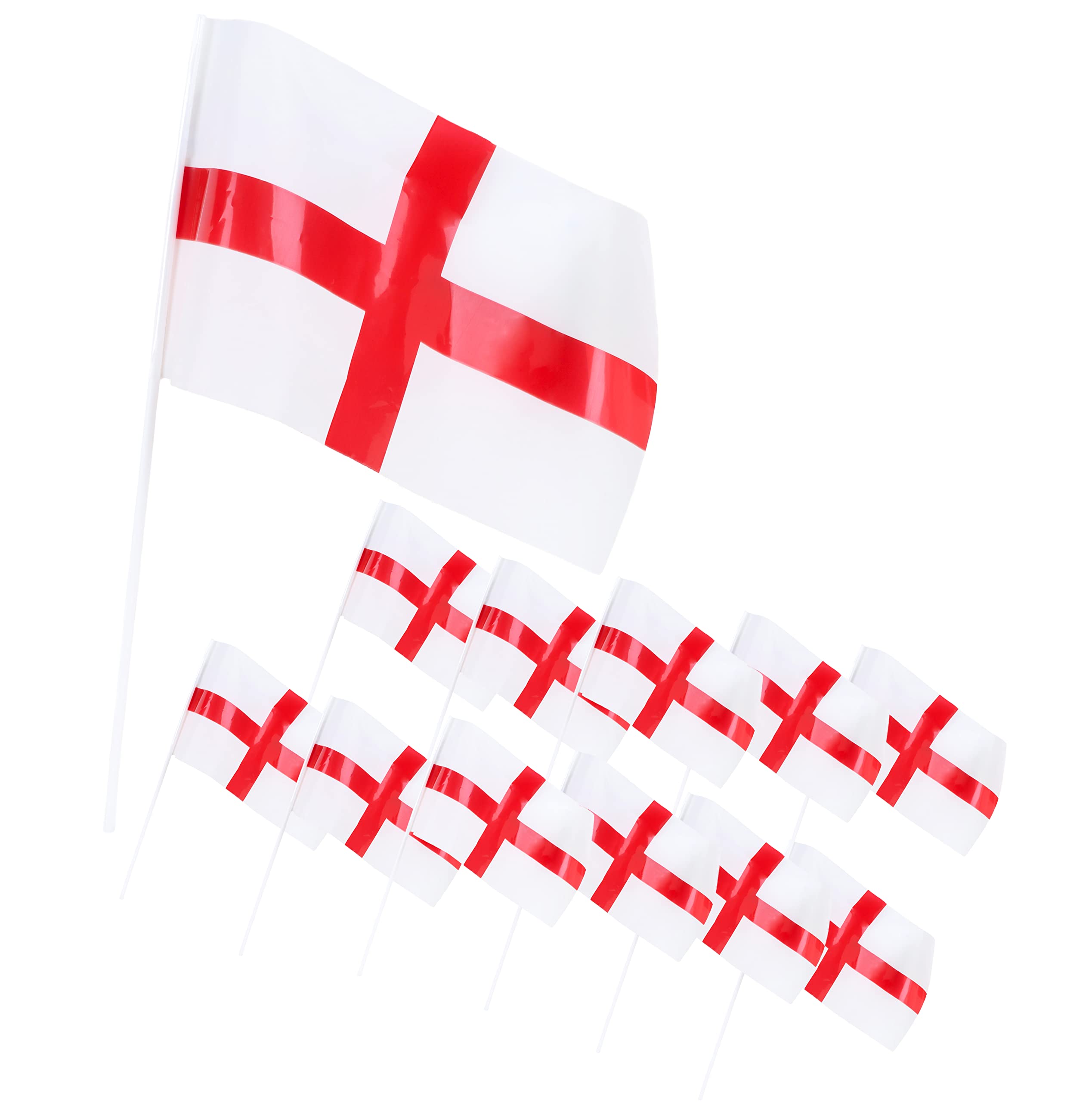 Toyland® Pack Of 12 Hand Waving England Flags - 30cm Width - England Parties & Celebrations - World Cup & Euros