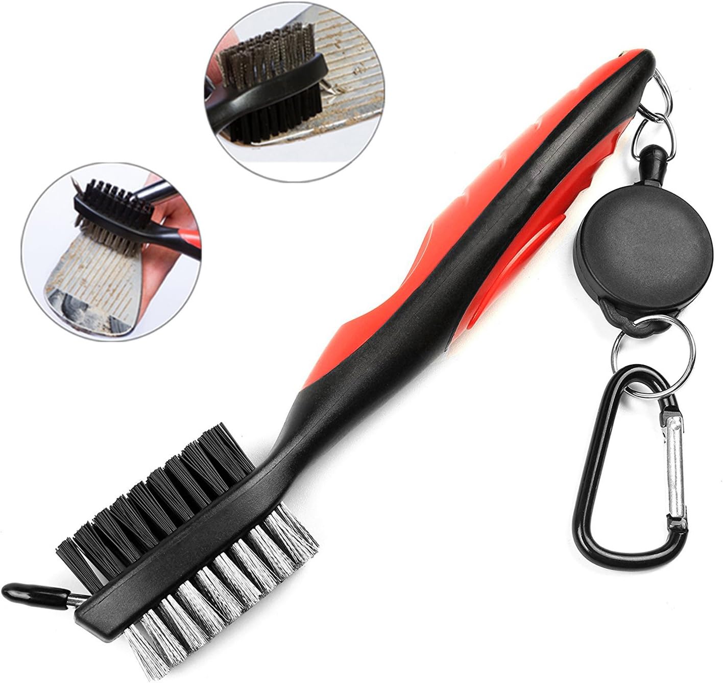 Debonice Golf Club Brush and Club Groove Cleaner -Dual Sided Nylon & Wire Brush With Spike for Cleaning Club Face & Groove