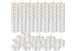 pliadvbu Unscented Tea Lights Candles,White, Smokeless, Dripless,200 in Bulk,4 Hour Long time Burning,for Weddings, Home, Poo