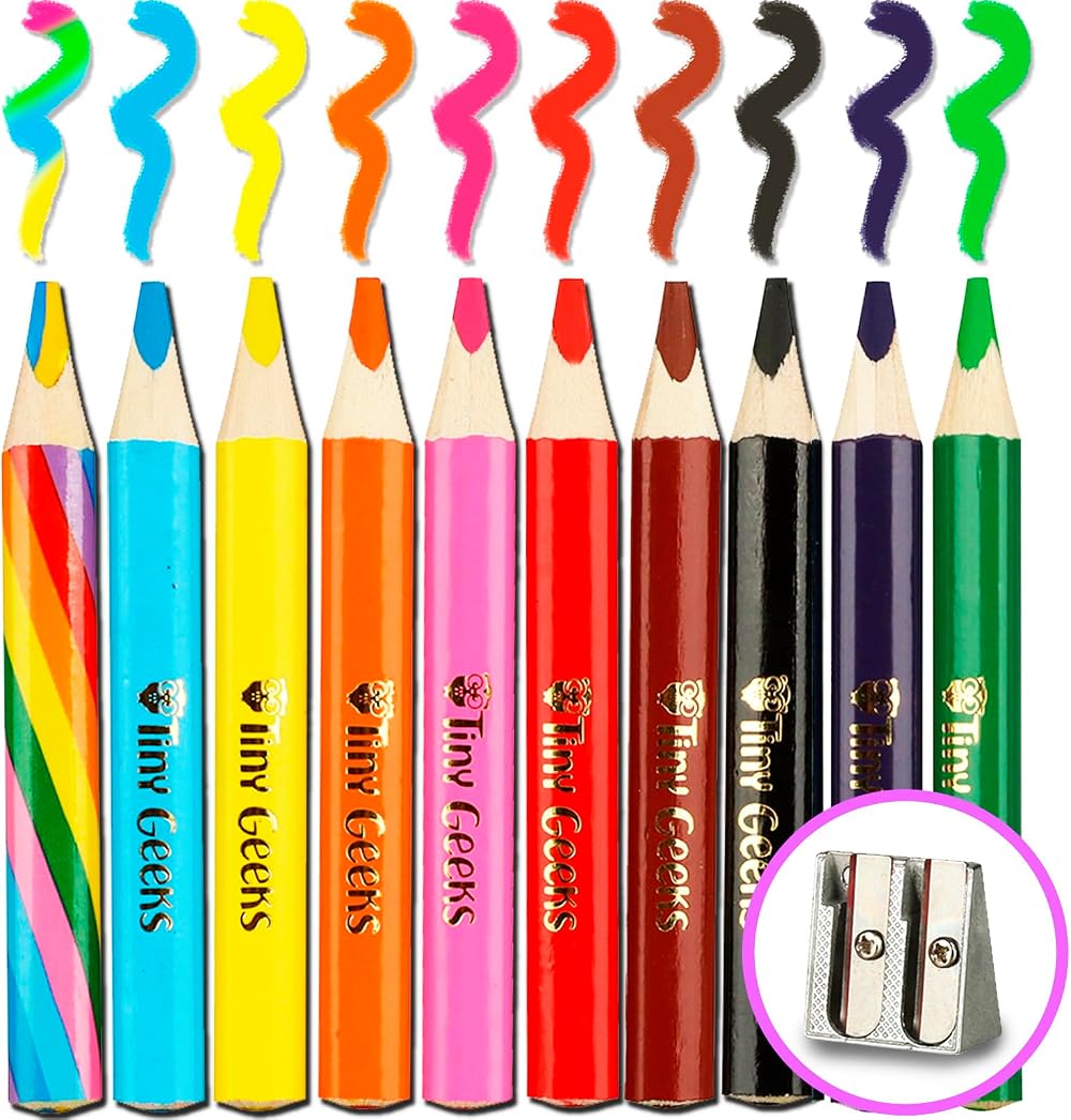TinyGeeks Jumbo Triangle Pencils 10 Colors Kids Preschool Toddlers Rainbow