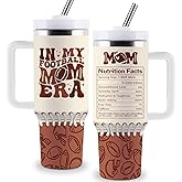 Culaiwan Football Mom Gift Insulated Tumbler 40oz with Handle Lid and Football Team Gifts for MVP Moms from Son Daughter, Mother's Day, Birthday, Christmas Present for Women