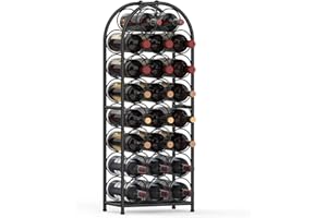 KANEODOT 23-Bottle Freestanding Wine Rack with Handle, 82cm Tall Metal Wine Holder with Adjustable Feet, Storage Organizer an
