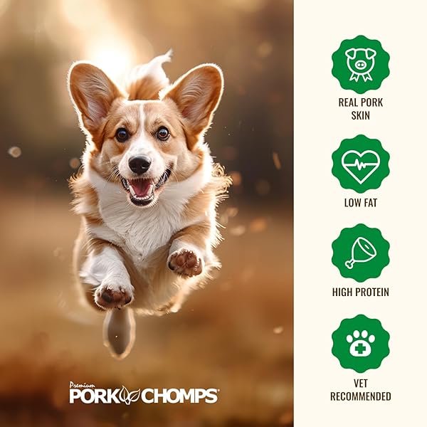 PORK CHOMPS ROASTED PORK SKIN DOG CHEWS, 6-INCH TWISTS, 4 COUNT