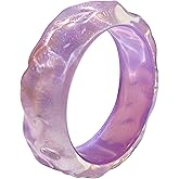 ChungLong0593 Boho Colorful Shimmer Acrylic Resin Bangle Bracelet Transparent Plastic Wristbands Wide Irregular Geometric Cuff Bangle Bracelet for Women Jewelry