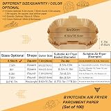 BYKITCHEN 100pcs Air Fryer Parchment Paper Liners 7-9in Square, Unbleached view 2