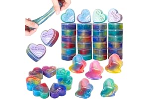 ThinkMax 28PCS Valentines Galaxy Slime Hearts with Cards for Kids' Valentine Gift, Valentines Party Favors, Party Supplies, Classroom Exchange, School Supplies