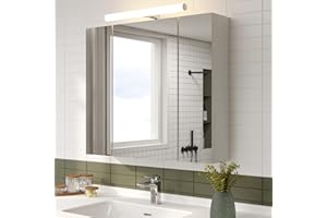 DICTAC Lighted Medicine Cabinet with Mirror & 2 Outlets 2 USB Ports 27.6 x 23.6 Inch Bathroom Wall Mounted Medicine Cabinet with Lights & Storage Triple Doors Mirror Cabinet with Adjustable Storage Shelves