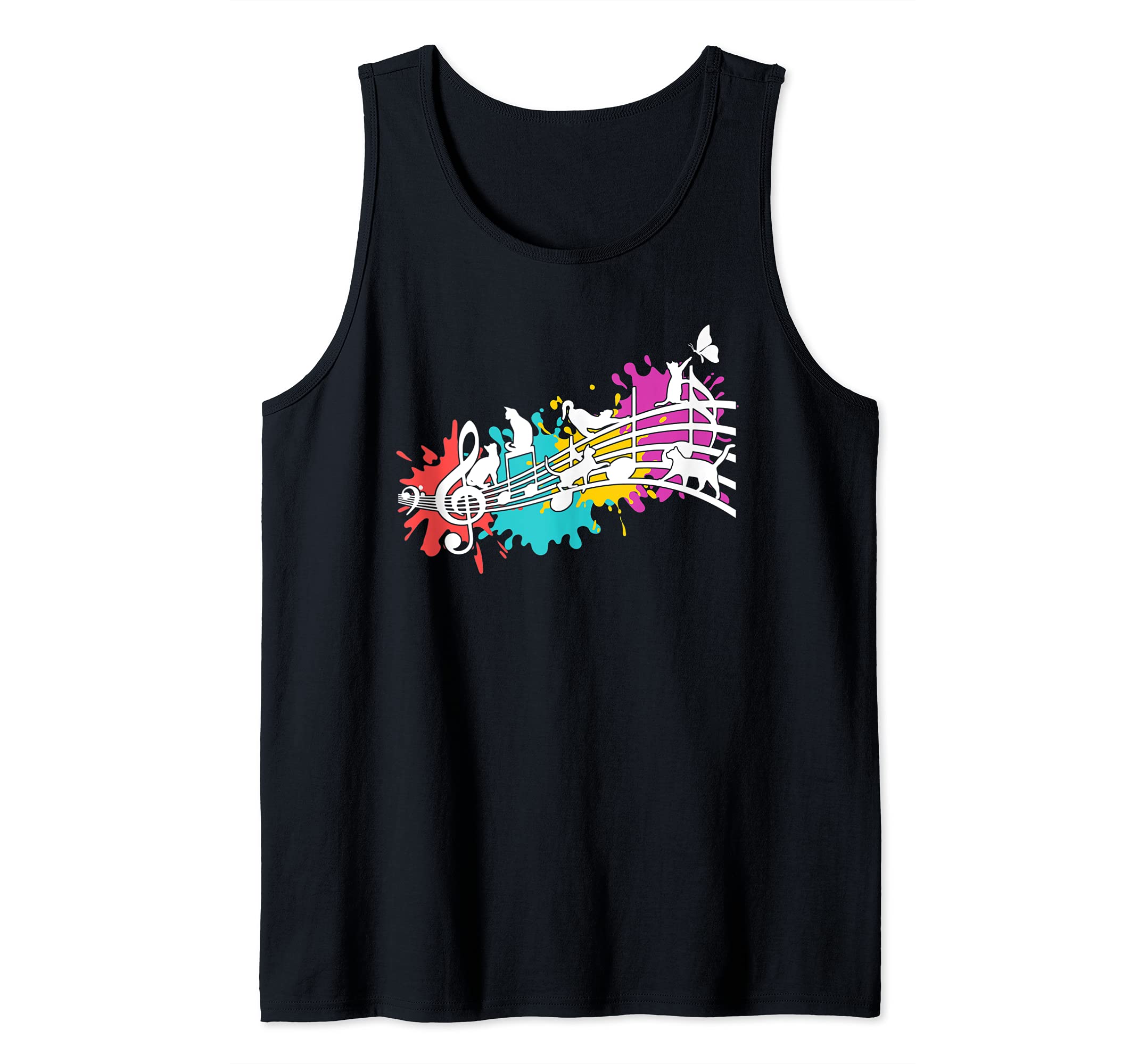 Little cute lively musical cats and kittens romp on staves Tank Top