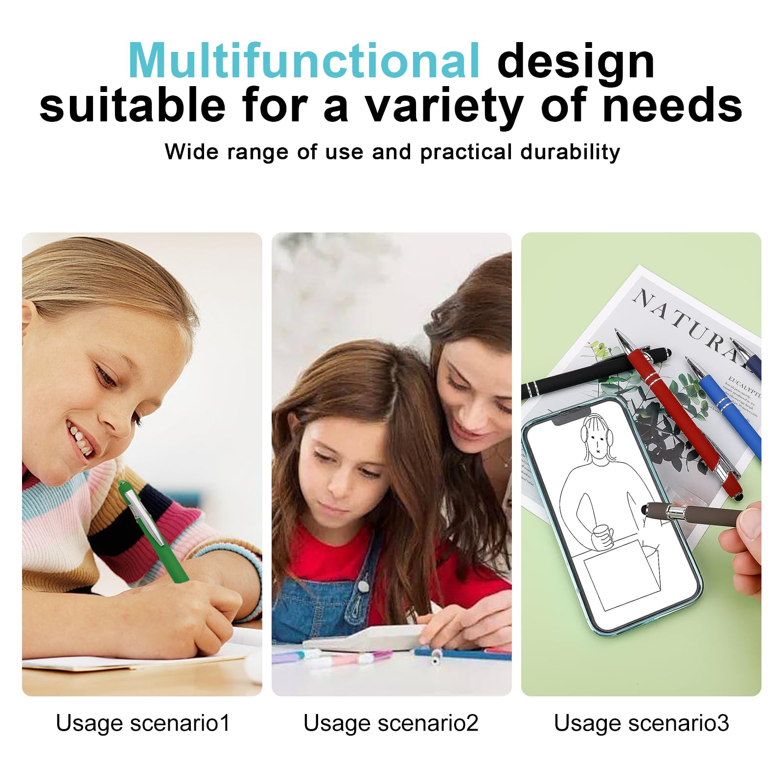 16 Stück Kugelschreiber Mit Touchpen, Druckkugelschreiber, 2 In 1 Stylus Stifte Eingabestift Hochwertig Soft Touch Einziehbarer Kugelschreiber Für Universelle Touchscreen Geräte Für Büro Haushalt 4