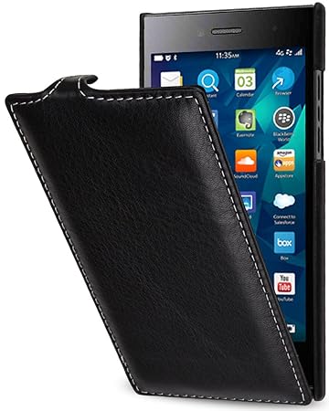 StilGut UltraSlim Case, Hülle Tasche aus Leder für BlackBerry Leap, Schwarz Nappa